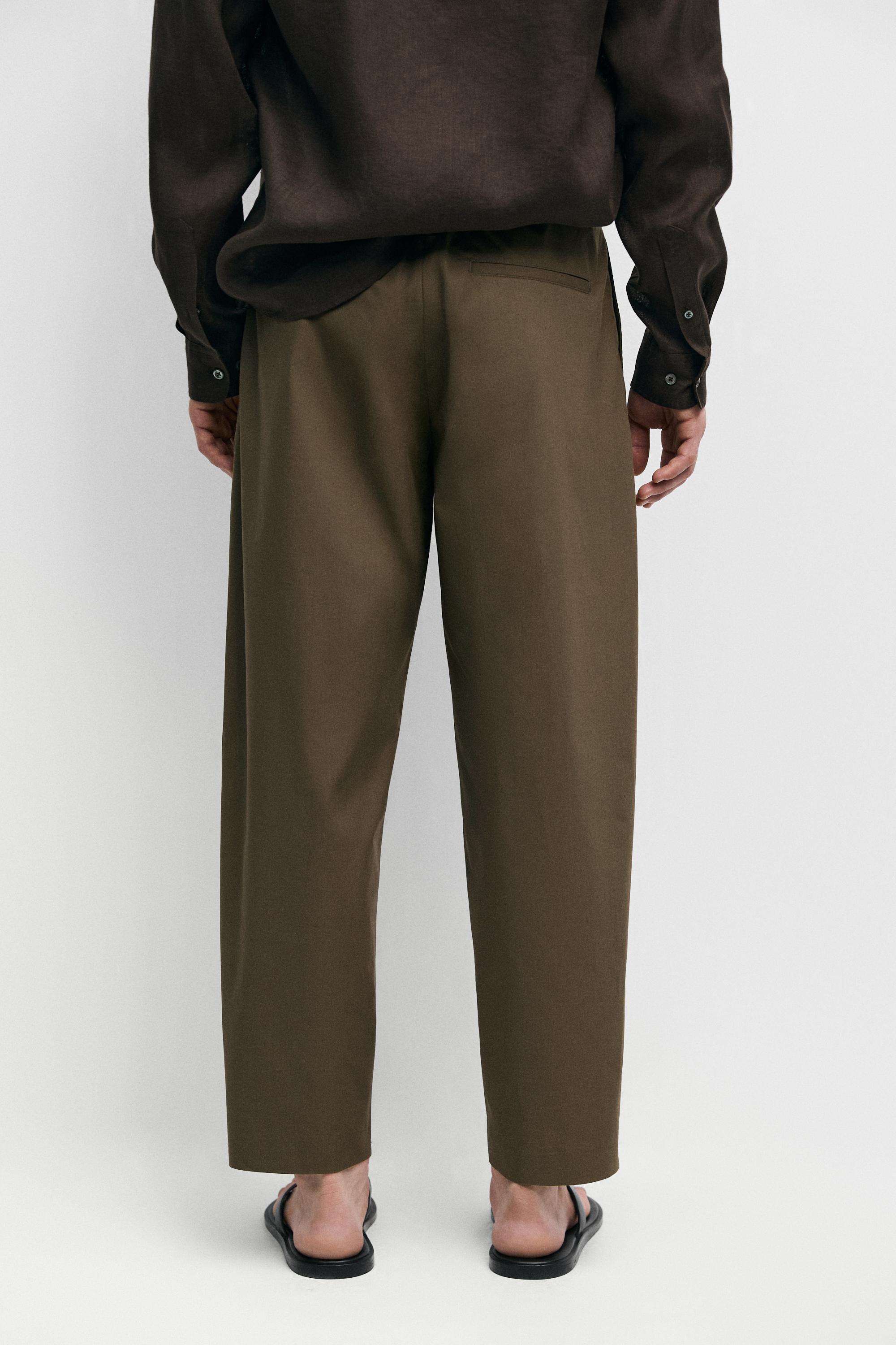 Cotton trousers with double darts